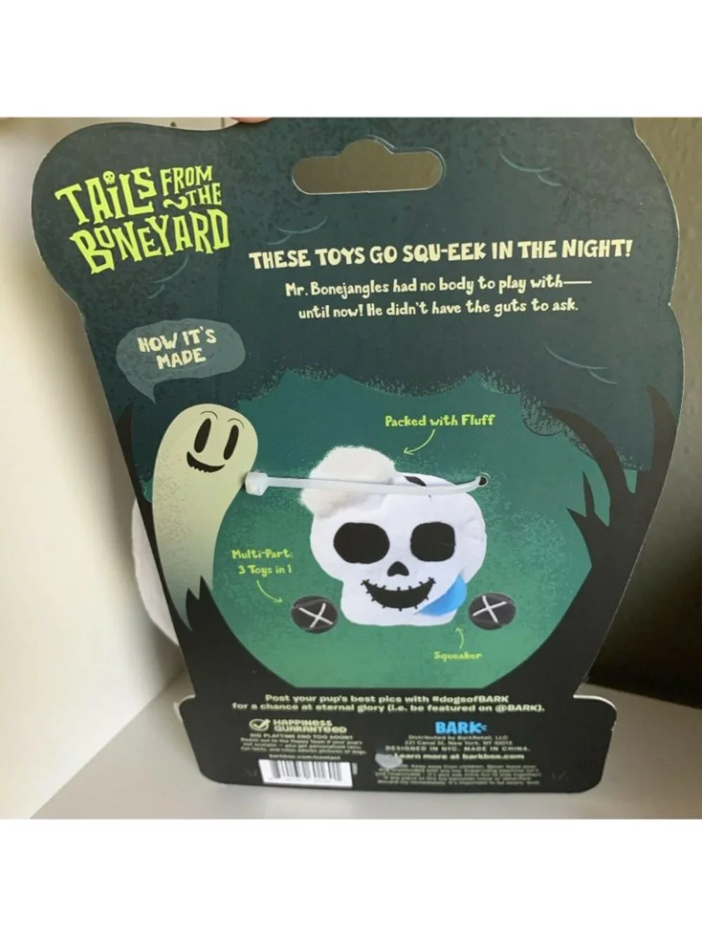 Bark Box Halloween Dog Chew Toy Fetch Eye Pop Skeleton Tails Boneyard Balls 3 Pc